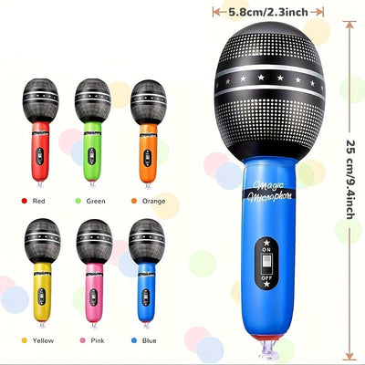 Juego de Micrófonos Inflables Multicolor, Ideal para Fiestas Neon de los 80s, Eventos Temáticos Musicales y Decoraciones de Cumpleaños – Añade Diversión a Cualquier Reunión