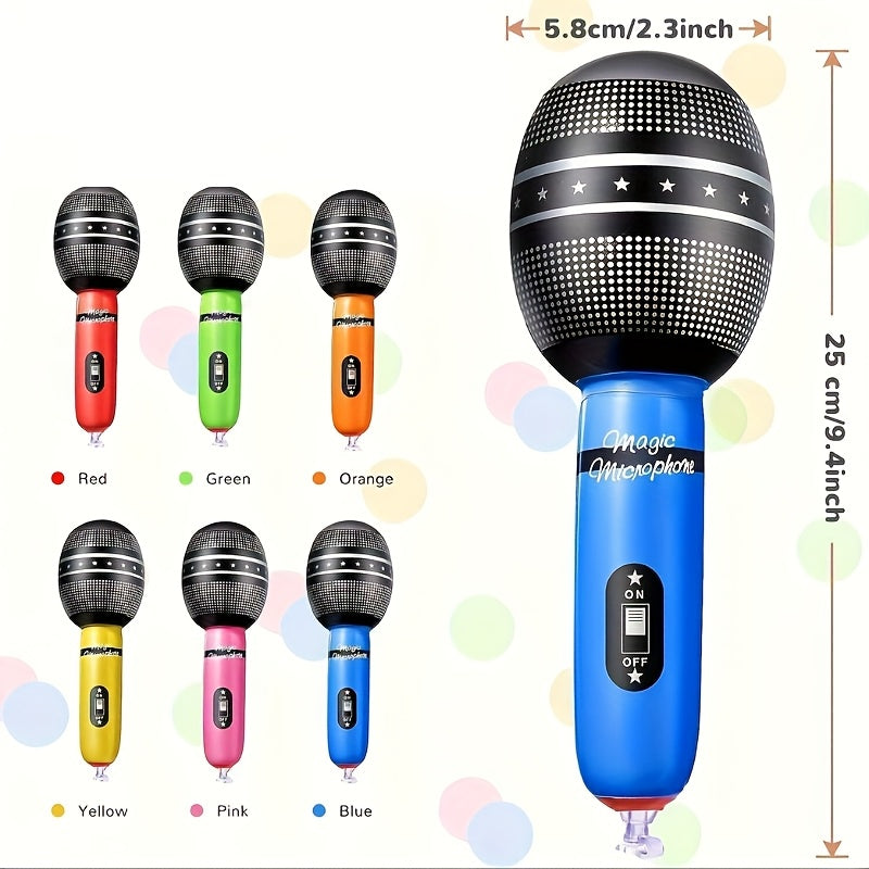 Juego de Micrófonos Inflables Multicolor, Ideal para Fiestas Neon de los 80s, Eventos Temáticos Musicales y Decoraciones de Cumpleaños – Añade Diversión a Cualquier Reunión