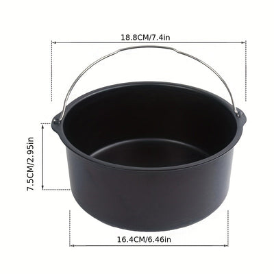 Sartén de horno de aire frito de acero al carbono no adherente de 7 pulgadas - Tamaño medio, ideal para pasteles y alimentos fritos, accesorios duraderos para horno de aire frito y cocina, accesorios para horno de aire frito.