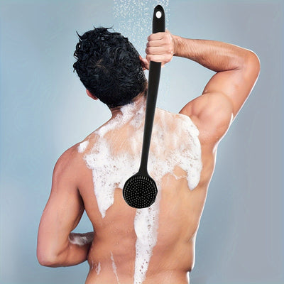 Exfoliador de espalda ergonómico de silicón suave, cepillo de baño con mango largo para limpieza suave, diseño en forma de S para limpieza dirigida, ideal para spa y ducha, cepillo para ducha