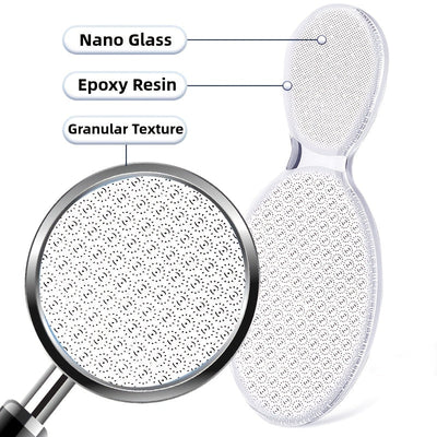 Lima de vidrio nano de doble cara - Herramienta profesional para pedicura, elimina piel muerta y callos, reutilizable y lavable para talones agrietados, pies suaves rápidamente en casa, cuidado de pies | Exfoliación suave | Acabado brillante, esenciales
