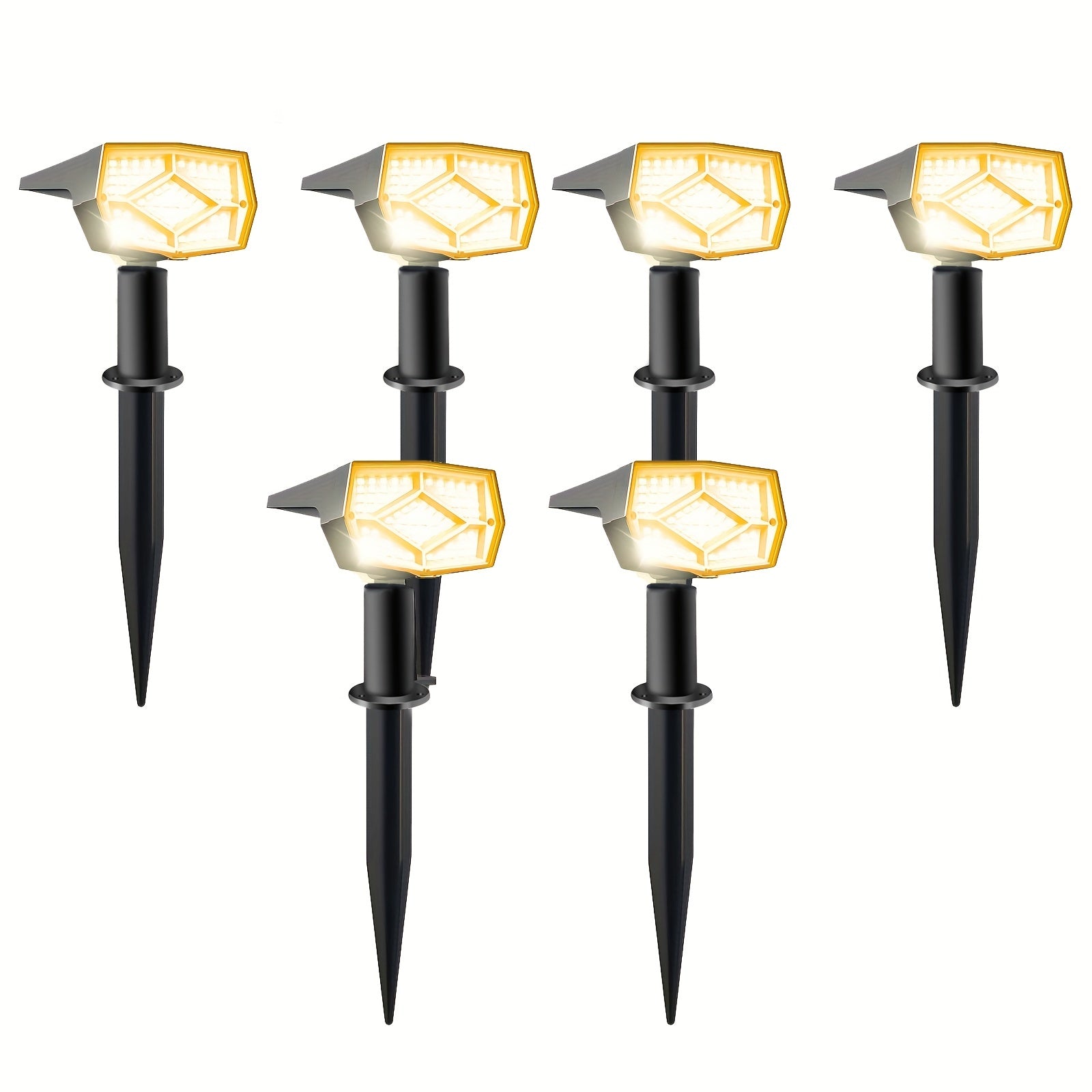2pcs/4pcs/6pcs Focos Solares para Exteriores, 64 LED Luz Blanca Fría y Cálida con 3 Modos de Iluminación, Focos de Paisaje Ajustables de ABS para Jardín, Patio y Camino, Alimentados por Energía Solar y Resistentes al Clima, Luces Solares para Exteriores