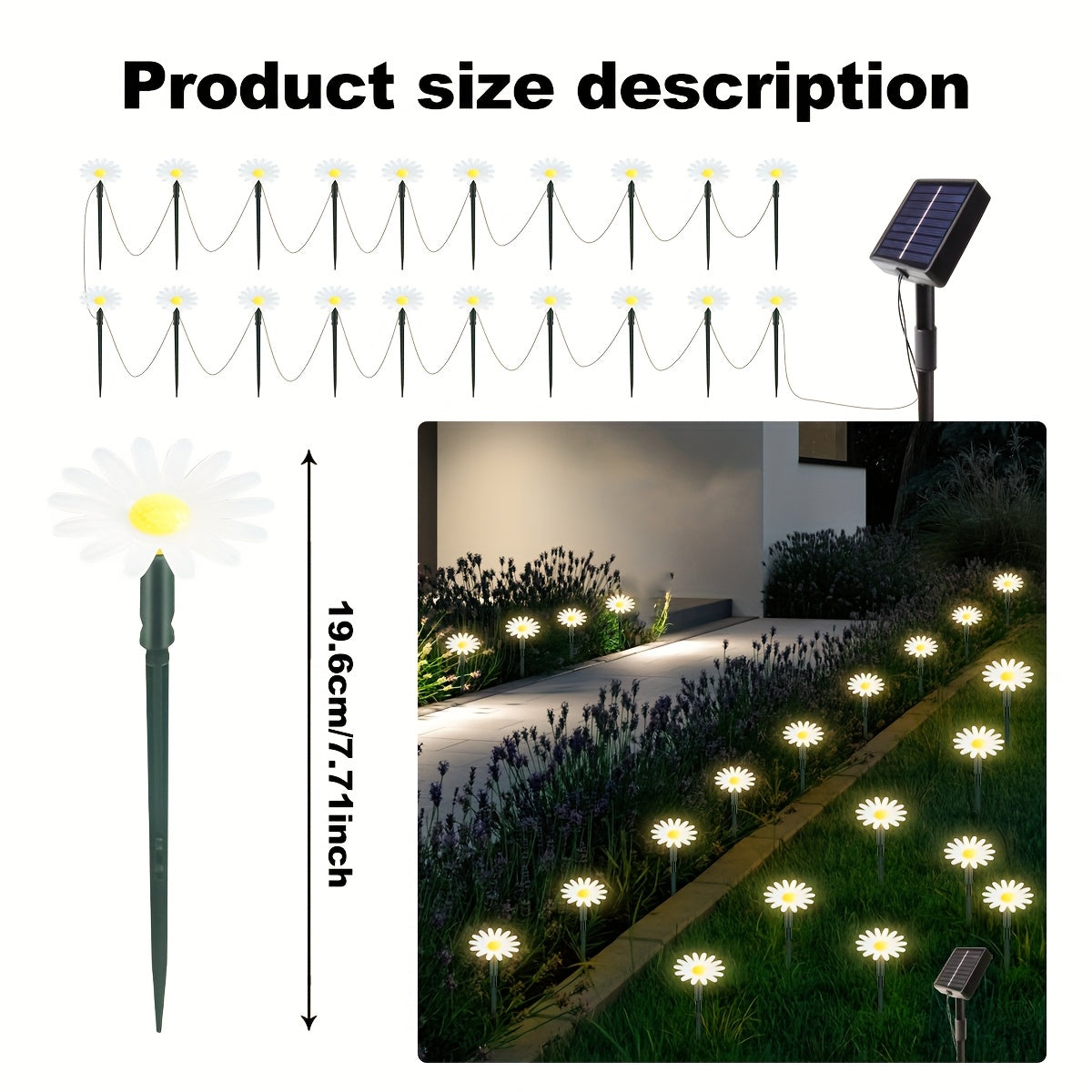 1 Unidad, 20 Luces, Luces Solares LED Para Césped, Luces De Paisaje Al Aire Libre IP65, Luces Solares Decorativas Para Jardín, Luces Solares Al Aire Libre Para Jardín, Camping, Fiestas, Día De La Independencia, Navidad, Boda, Baile, Cumpleaños, Piscina,