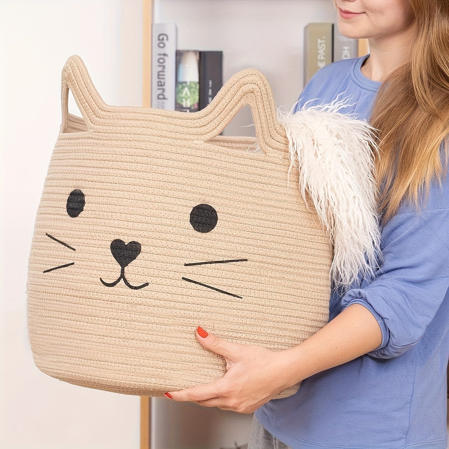 Cestas redondas de tela contemporáneas para diferentes tipos de habitaciones - Organizador de juguetes y cesta de almacenamiento para niños, bebés y juguetes para perros - Grupo de edad de 12 a 14 años - Diseño de animal lindo (Zorro naranja)