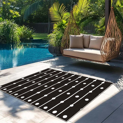 Alfombra Seven Stars de Poliéster Lavable a Máquina - Bajo Pelo para Interior/Exterior con Rayas, Cuadros y Diseños Sólidos, Base Antideslizante, Tamaños Grandes hasta 2.16m² para Patio, Jardín, Sala o Dormitorio