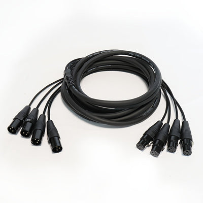 Cable Serpiente XLR de 4 Canales Premium - Patch de Micrófono Macho a Hembra para Uso En Vivo, Grabación y Estudio, Negro