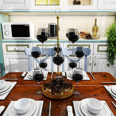 Soporte de hierro colgado para vajilla con bandeja para cocina, bar y restaurante - Acabado barnizado, clasificado para vajilla, estantería colgante de decoración para el hogar para fiestas y banquetes, 1 juego