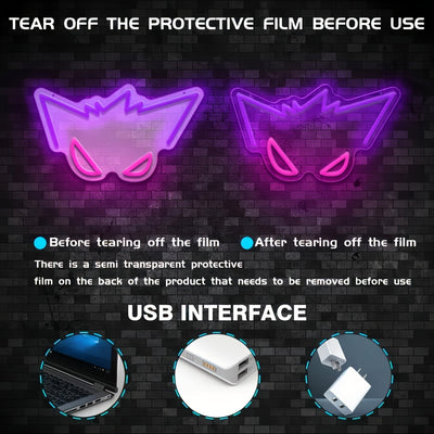 Linterna LED de Neón con Temática Anime - Brillo Ajustable, Alimentación USB y Multicolor para Paredes, Ideal para Dormitorios y Salas de Juegos - Regalo Perfecto para Fans del Anime y Jugadores, Diseños de Personajes de Dibujos Animados