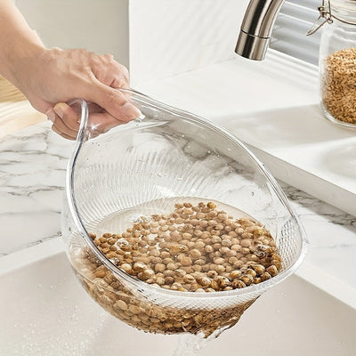 1pc Colador de Cocina PET Duradero con Asa - Ideal para Lavar Arroz, Frutas y Verduras | Cesta de Drenaje No Eléctrica y Segura para Alimentos para un Filtrado Eficiente del Agua