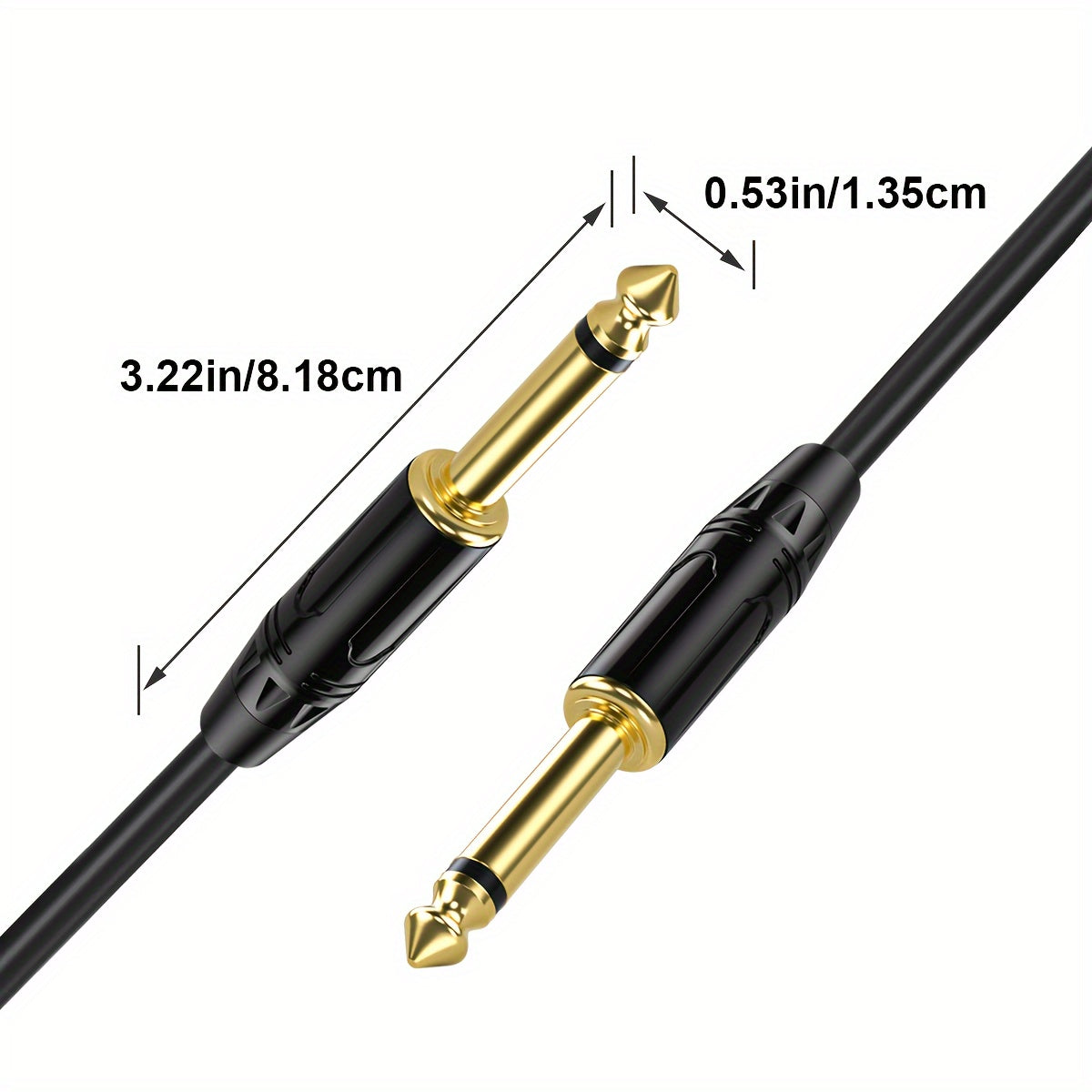 Cable de Audio i-Zclive de 6.5mm, Mono de Doble Núcleo y Doble Blindaje, Conectores Chapados en Oro, Carcasa de Aleación de Zinc - Ideal para Computadoras, Portátiles, Reproductores de DVD, Amplificadores de Bajo, Guitarras Eléctricas, Altavoces, Mezclad