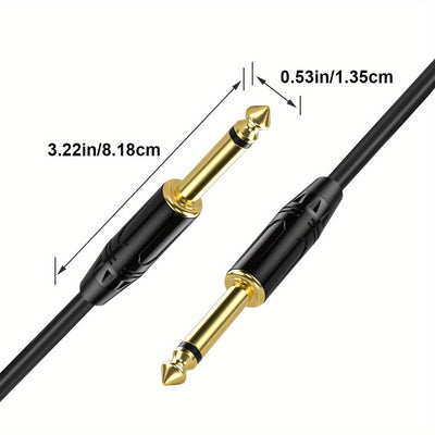 Cable de Audio i-Zclive de 6.5mm, Mono de Doble Núcleo y Doble Blindaje, Conectores Chapados en Oro, Carcasa de Aleación de Zinc - Ideal para Computadoras, Portátiles, Reproductores de DVD, Amplificadores de Bajo, Guitarras Eléctricas, Altavoces, Mezclad