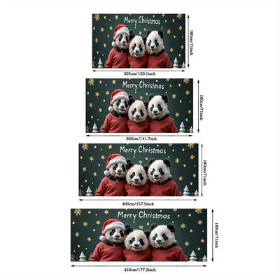 Lámpara de puerta 2D, 1 pieza, festiva, con panda y oso navideño - Poliéster, sombreros de Santa, copos de nieve y estrellas doradas, diseño ideal para decoraciones navideñas, fiestas hawaianas y de Halloween, uso interior/exterior, decoraciones navideña