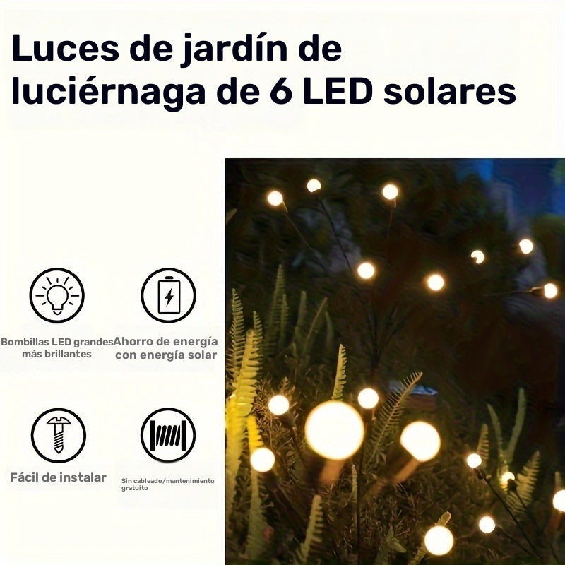 Luces solares para jardín tipo luciérnaga - Lámpara LED con movimiento por viento para césped, decoración y festivales