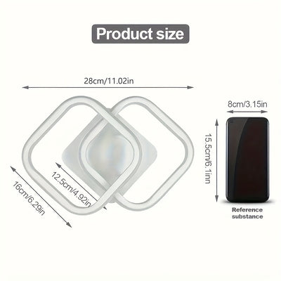 Lámpara de techo moderna blanca cuadrada con patrones geométricos - Iluminación ajustable, semi-inclinada para cocina, pasillo, balcón, escaleras y dormitorio, diseño cercano al techo, acabado metálico, cableado duro, 110V-240V, luces de techo para vivie
