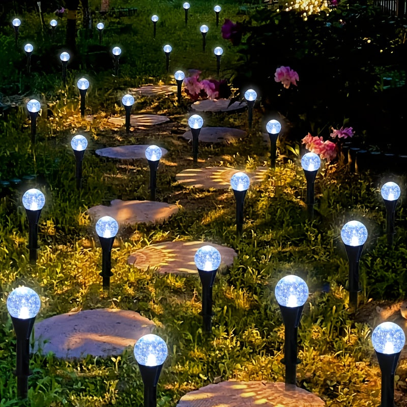 20pcs Luces Solares para Jardín, Luces de Césped Exteriores con 8 Modos de Iluminación, Apagado Automático Diurno y Encendido Nocturno para Verano, Camping, Navidad, Boda, Fiesta, Decoración de Caminos en el Césped