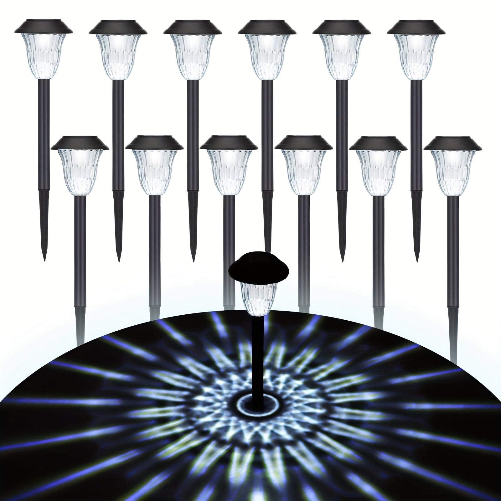 12 luces solares LED para exteriores, iluminación automática para jardín, patio y aceras, se encienden al anochecer y se apagan al amanecer