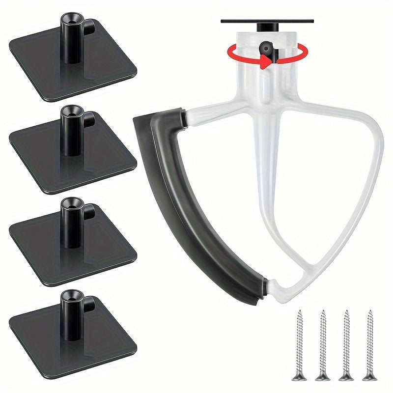 Soportes para accesorios de batidora ABS, paquete de 4, organizador universal para accesorios de batidora KitchenAid - Batidor plano, solución de almacenamiento para batidor de borde flexible