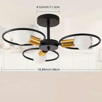 Lámpara de Araña Industrial Moderna con 3 Luces, Base Metálica Pulida E26/E27, Acento y Dorado para Sala de Estar, Comedor, Dormitorio o Decoración de Granja (Bombillas No Incluidas)