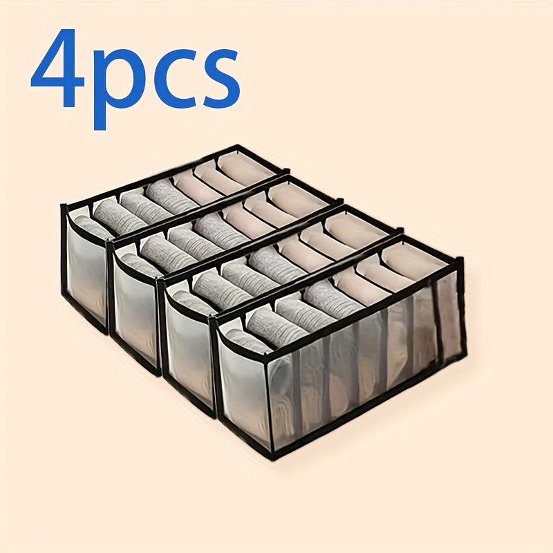 Organizador de ropa interior plegable con divisores, 1 pieza – Caja de almacenamiento para calcetines, cinturones y accesorios – Ideal para organizar clóset, armario y dormitorio