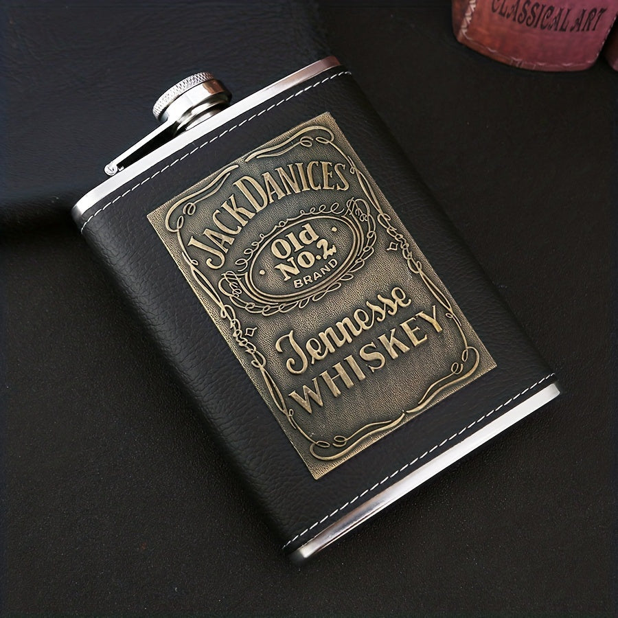 1 pieza de petaca cuadrada de 8 oz en cuero sintético - Petaca de acero inoxidable con grabado original de Tennessee, regalo novedoso perfecto para padrino de boda o familia, petaca portátil para licores