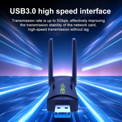 Adaptador de red inalámbrico WiFi 6, adaptador de red inalámbrico USB 1300Mbps con antena dual banda de alta ganancia incorporada, compatible con 5G/2.4G, viene con controladores y es compatible con Windows 10/11/8.1/7, habilita la función de Wi-Fi y pun