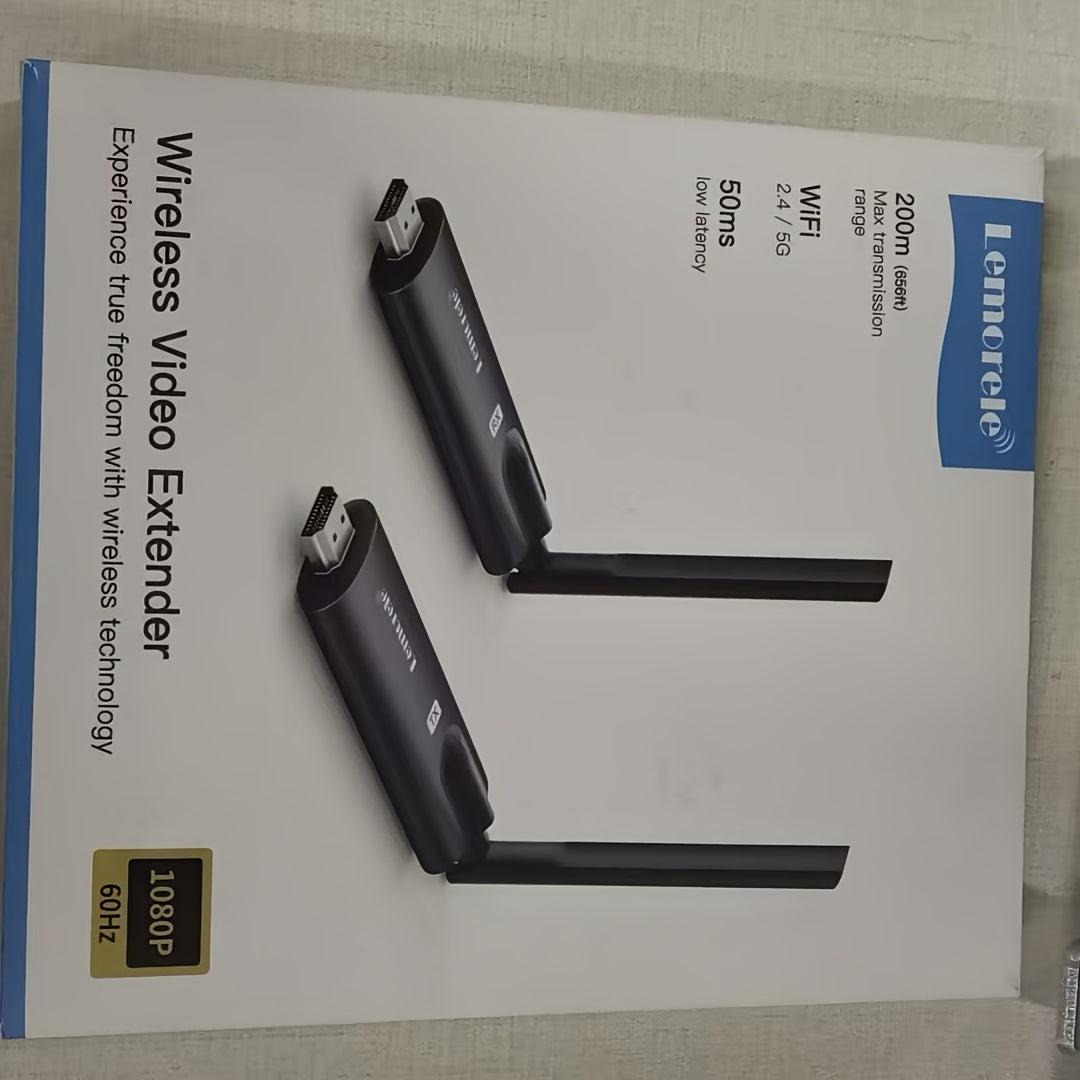 Extensor y receptor inalámbrico HDTV Lemorele 5G 200M - Baja latencia de 50ms, USB-C, plug and play, para teléfonos Android, laptops, TV, proyector, monitor, pantalla de TV | Diseño elegante | Conector USB-C