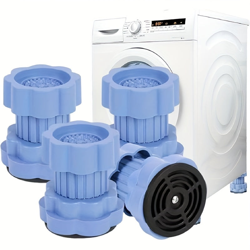 4 piezas - Almohadillas antideslizantes ajustables con patas niveladoras - Amortiguadores de choque EVA resistentes, almohadillas antideslizantes y estabilizadores para lavadoras, refrigeradores, secadoras, electrodomésticos y muebles