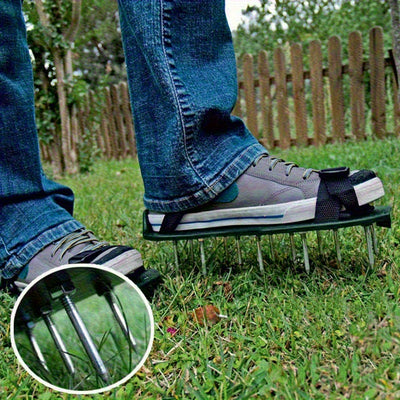 Un Par de Zapatos para Jardinería con Púas de 4.19 cm - Aerador de Césped de Plástico y Hierro Resistente, Punta de Resina Epoxi Autobalanceable para Cultivo de Pasto Suelto y Cuidado del Césped - Herramientas Manuales para Cortar el Césped y Mantenimien
