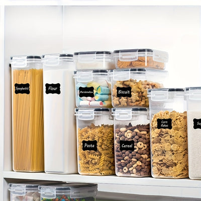 Juego de 16 piezas de recipientes para almacenar alimentos, con 8 frascos y 8 tapas, hecho de plástico libre de BPA, ideal para organizar la despensa, apilables y reutilizables