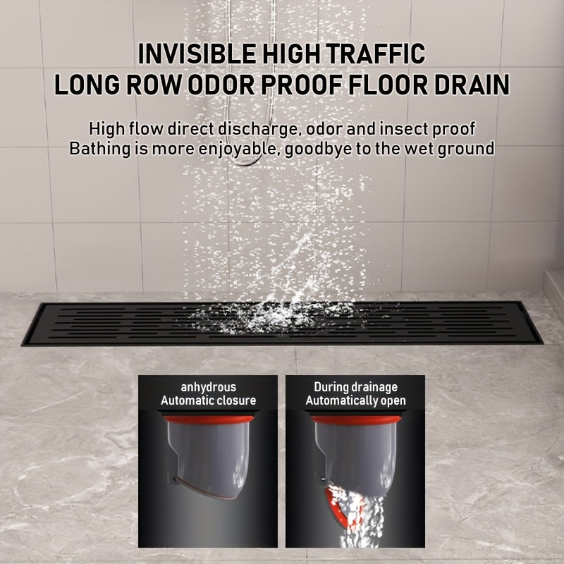 1pc Desagüe de Ducha Resistente para Uso Comercial y Residencial - Cubierta Ancha, Apertura Automática Antiatascos, Construcción en Hierro Fundido a Prueba de Olores - Para Hogar, Hotel, Spa - Fácil Limpieza, Diseño Minimalista, Alta Calidad, Mantenimien