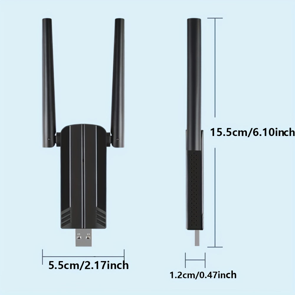 Adaptador sin varillas de 1800Mbps, Adaptador USB WiFi 6 para PC - Adaptador USB WiFi 802.11ax, Adaptador WiFi Banda Doble AX1800 para Escritorio y Portátil, Dongle WiFi para Red Inalámbrica en Windows 7/10/11