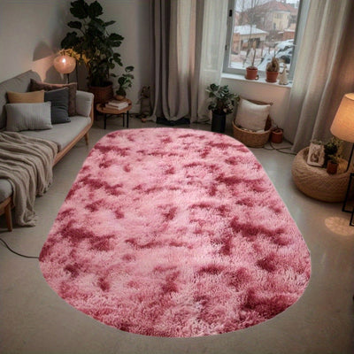 Alfombra ovalada de felpa suave con diseño tie-dye, gruesa y de fibra de poliéster, para dormitorio y uso en interiores, liviana y antideslizante, lavable a mano y en lavadora, fácil de limpiar, decoración para mesa de centro y puerta, ideal para sala de