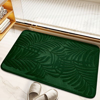 Tapete de entrada con relieve de hojas tropicales, antideslizante, absorbente para baño, lavable a máquina, rectangular de poliéster con respaldo de PVC, para cocina, decoración navideña, Halloween, Pascua, Hanukkah
