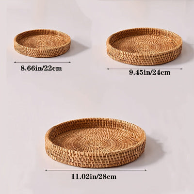 1 unidad, bandeja de ratán, canasta para frutas y verduras, trenzado artesanal de vid otoñal de Vietnam, decoración para bandeja, almacenamiento, plato para cena, decoración para platos de hotel o restaurante