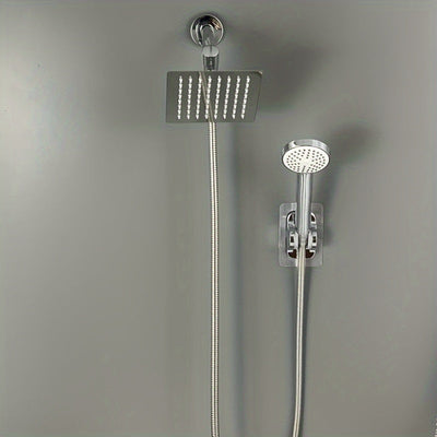 Juego de cabezal de ducha de acero inoxidable oculto, cabezal de ducha manual simple para baño, ducha de lluvia para hogar, cabezal multifuncional con micro burbujas, incluye soporte, divisor de agua de 3 vías y manguera, juego completo de cabezal de duc