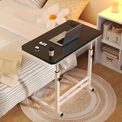 Escritorio Móvil de Altura Ajustable - Mesa de Estudio Moderna en Madera y Metal con Ruedas, Fácil Montaje para Dormitorio, Sala o Oficina en Casa, Construcción Duradera, Color