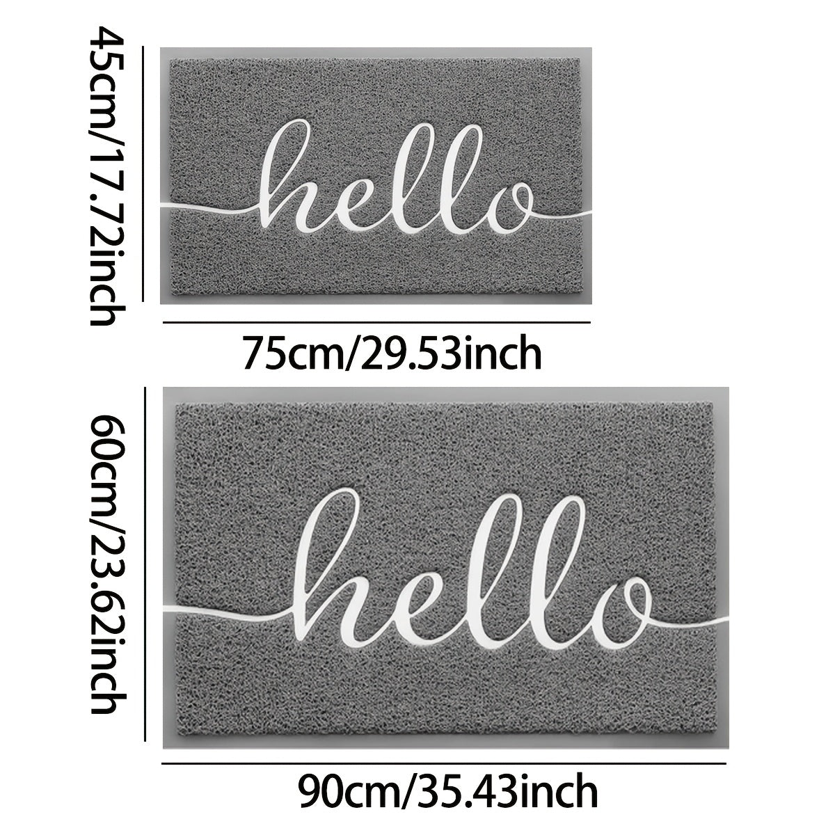 1 pza. tapete de entrada con mensaje hola/bienvenido, antideslizante, absorbente, lavable a máquina, rectangular, de polipropileno, para interior/exterior, garaje, entrada, patio, resistente a suciedad y lodo, fácil de limpiar, color gris
