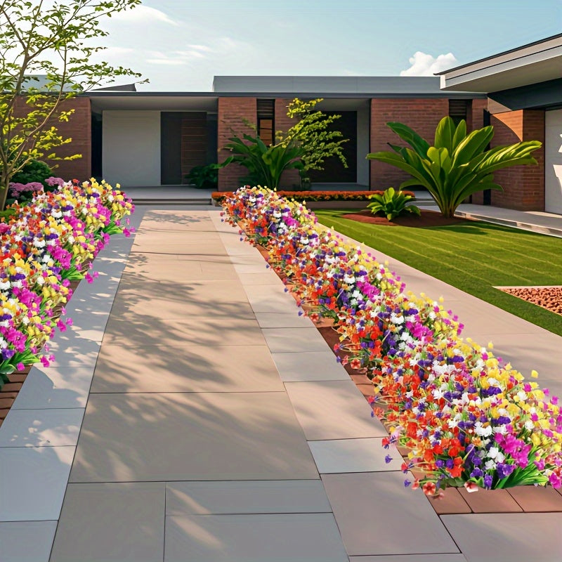 329 Flores Artificiales de Hierba Primaveral Resistentes al UV - Hortensias Plásticas Multicolores para Jardín, Alféizar y Decoración del Hogar - Uso Interior/Exterior, Ideales para Bodas, Compromisos, Pascua, Día de la Madre, San Patricio y Otras Celebr