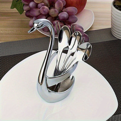2 piezas de soporte de base de cisne plateado, soporte de cubiertos de forma de cisne de acero inoxidable, adecuado para bares de café y restaurantes, perfecto para decoración de mesas de bodas y entretenimiento.