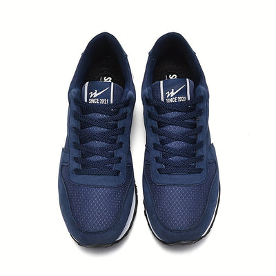 Zapatillas de Running Unisex LEIJOP Transpirables - Azul Marino y Blanco, Zapatos Deportivos Bajos con Suela MD, Ligeros para Gimnasio, Entrenamiento o Uso Casual, Diseño Moderno y Forro Cómodo