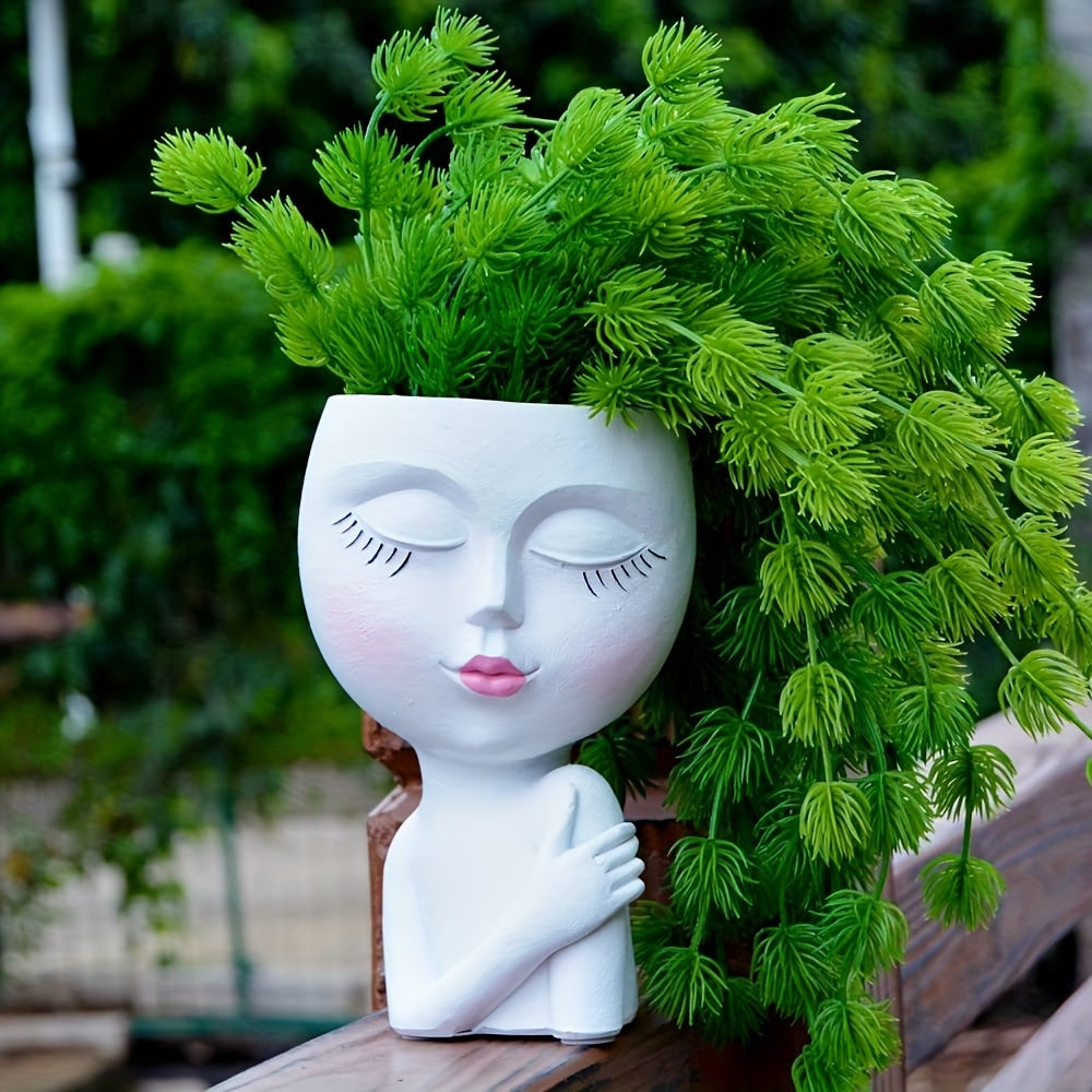 1 Florero Creativo De Resina, Maceta Decorativa Para El Hogar, La Oficina, La Sala De Estar, Jarrón, Jardín, Balcón, Maceta De Flores