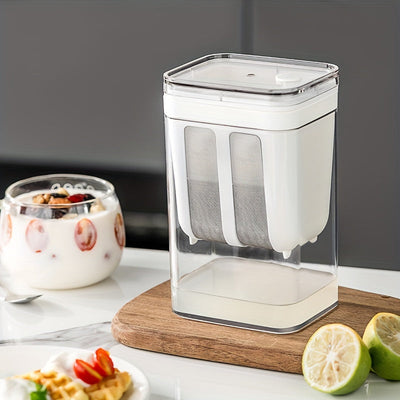 Kit para Hacer Yogur Griego DIY - Acero Inoxidable y Plástico, Separador de Siero de Infusión en Frío con Caja Bento para Mantener la Frescura