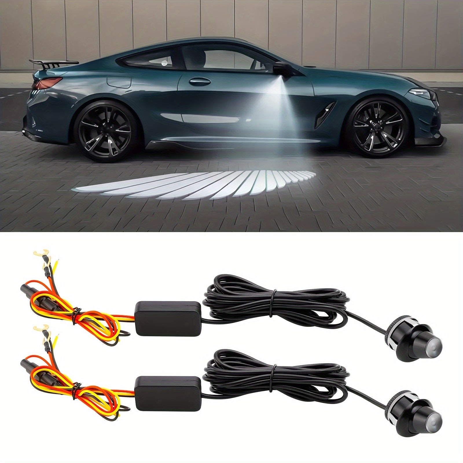 1set Luces Proyector de Alas de Ángel para Coche LED Luces de Bienvenida para Espejo Retrovisor Lateral de Puerta Iluminación Ambiental Luz de Desbloqueo/Bloqueo de 30 Segundos