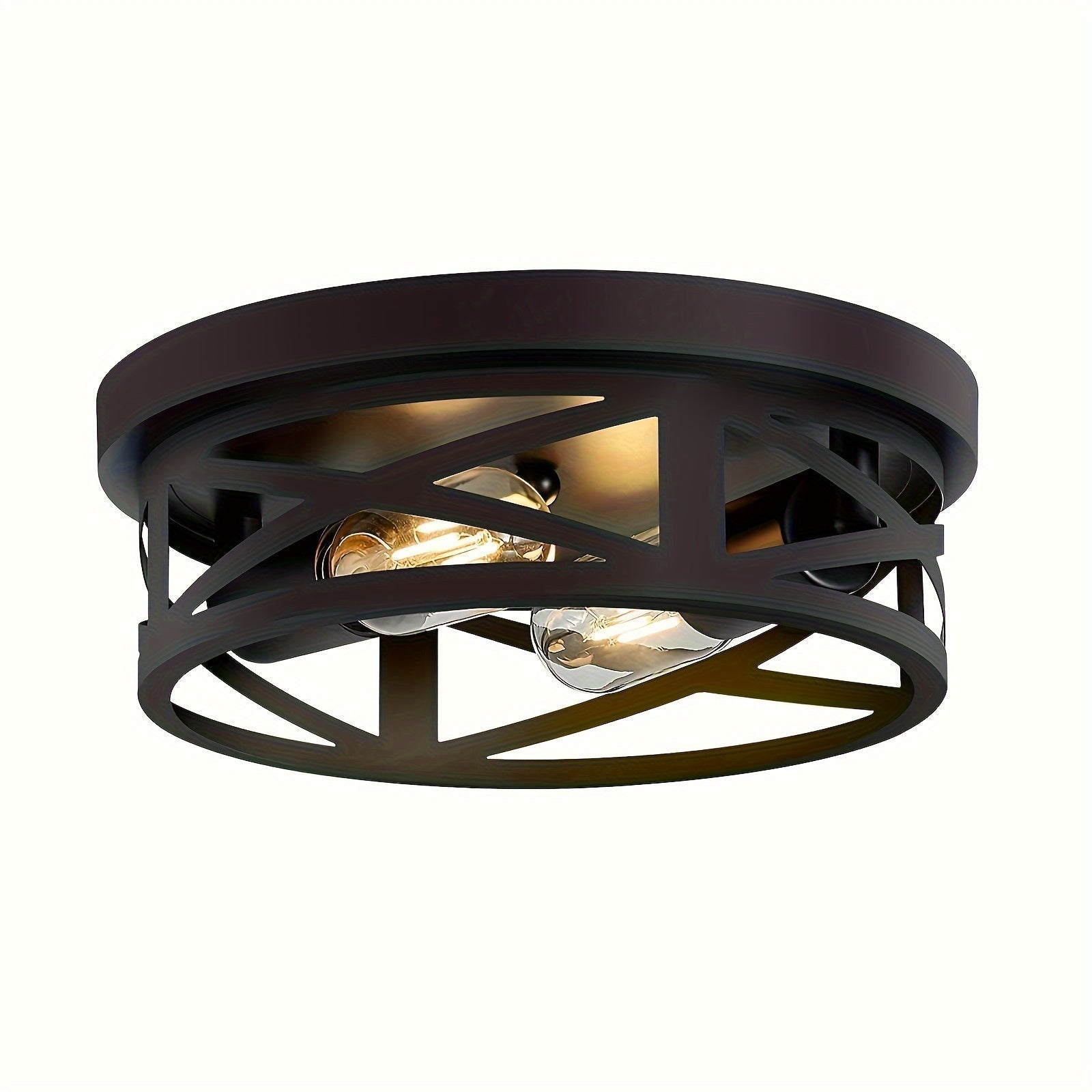 Lámpara de techo industrial negra moderna - Plafón de 2 luces para cocina, pasillo o estilo rústico (No incluye focos)