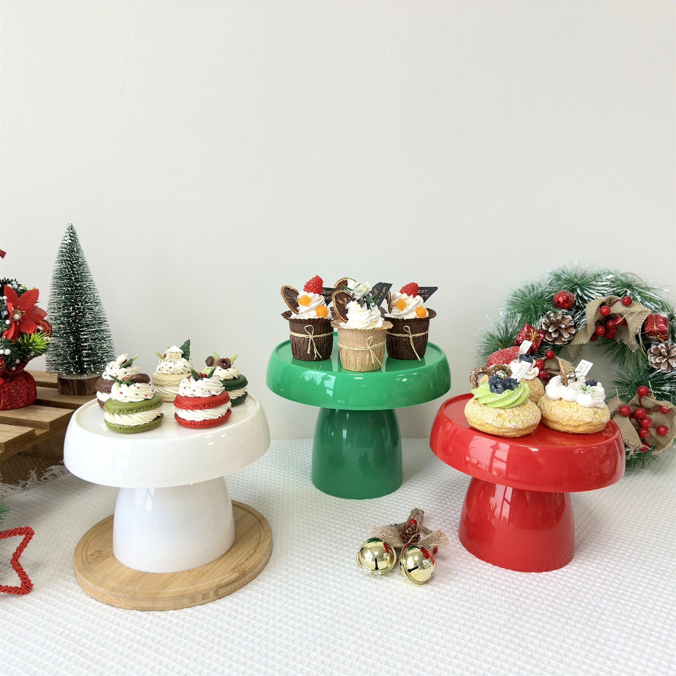 Set de 3 soportes para cupcakes de plástico ABS - Exhibidor de postres en forma de hongo para bodas, cumpleaños, fiestas, Navidad y decoración de Halloween
