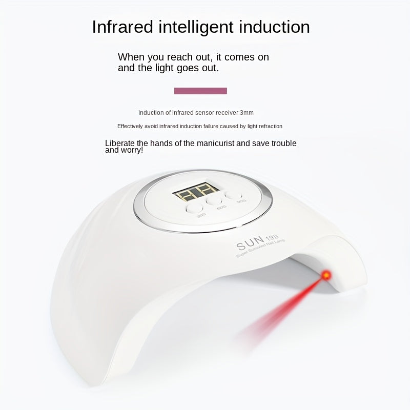 Lámpara de uñas LED de 48W para uñas de gel - 3 ajustes de temporizador, sensor automático y control de botón, alimentada por USB, secadora de uñas profesional para salón y hogar con pantalla digital, blanca, secadora de uñas, equipo de salón, herramient