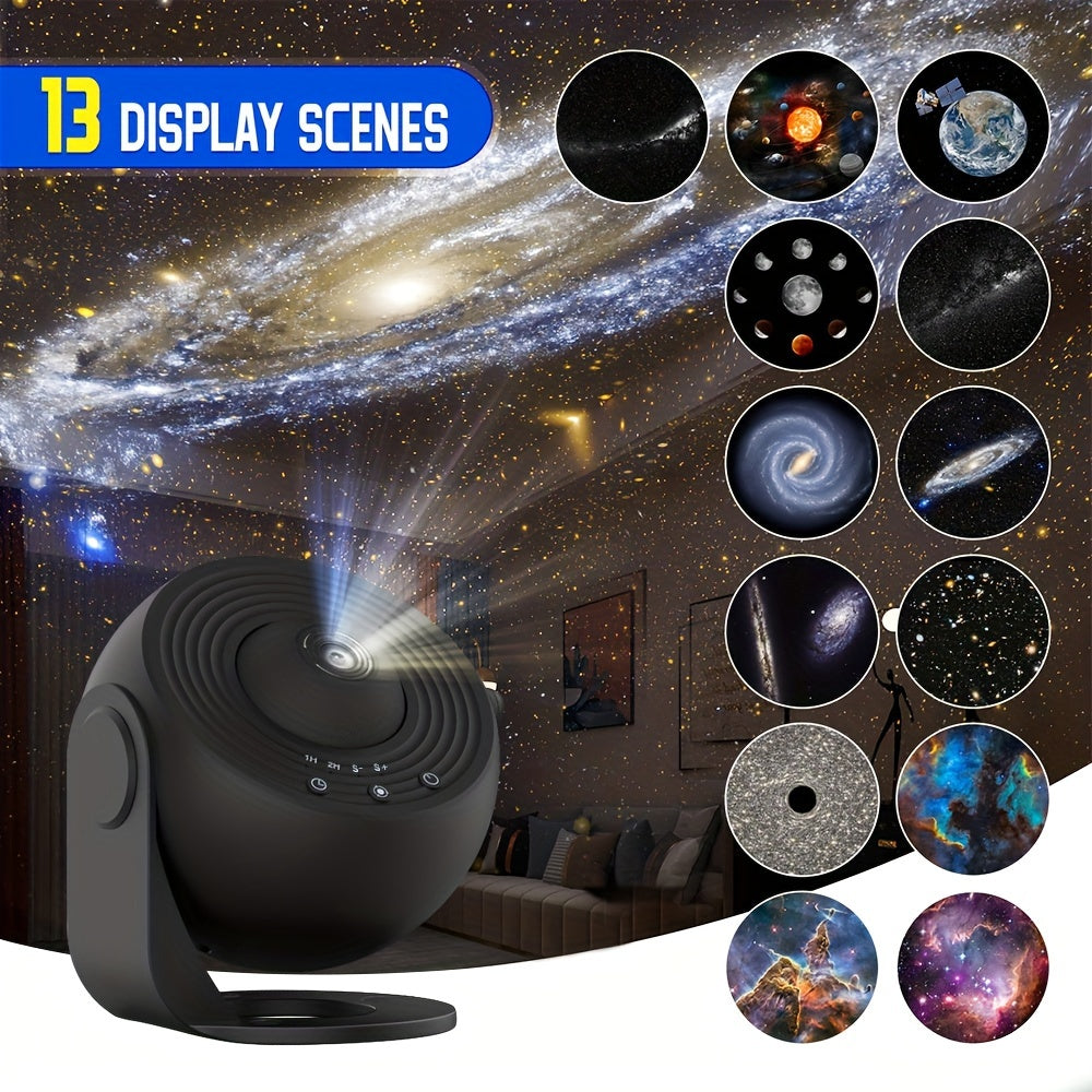 Proyector de estrellas y planetario FUCTION 12 en 1 - Conectado por USB, luz nocturna moderna con temática espacial y efectos de aurora para dormitorio, ideal para jóvenes y adultos, ajuste de configuración de pantalla, FUSSIO