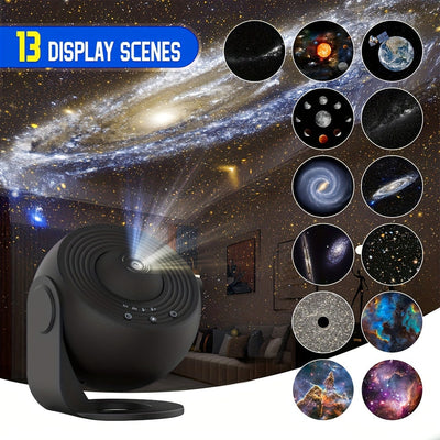 Proyector de estrellas y planetario FUCTION 12 en 1 - Conectado por USB, luz nocturna moderna con temática espacial y efectos de aurora para dormitorio, ideal para jóvenes y adultos, ajuste de configuración de pantalla, FUSSIO