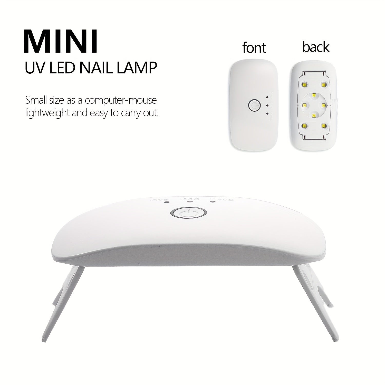 Lámpara LED portátil para uñas de gel - 12W de alta potencia, 8 cuentas, 3 temporizadores (60s_90s 150s), para curar arte de uñas de gel, belleza y cuidado personal, lámpara mini portátil, alimentada por USB, sin adaptador de alimentación incluido, lámpa