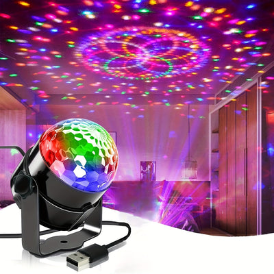 Esfera de discoteca RGB activada por sonido, ideal para fiestas, bares, karaoke y bodas, alimentada por USB con 7 modos (sin control remoto), anima las fiestas, fiestas en casa